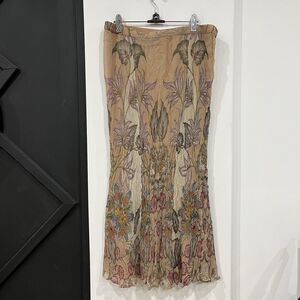 Soft Surroundings Jazmin Floral Sheer Lined Maxi Skirt Medium Fairy Boho Whimsy